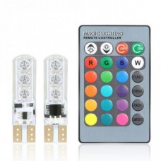 Лампочка светодиод. T10-5050-6SMD RGB 12v с пультом